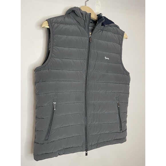 Harmont Blaine Men's Small Gray Hooded Zip Up Puffer Down Vest - Picture 2 of 9